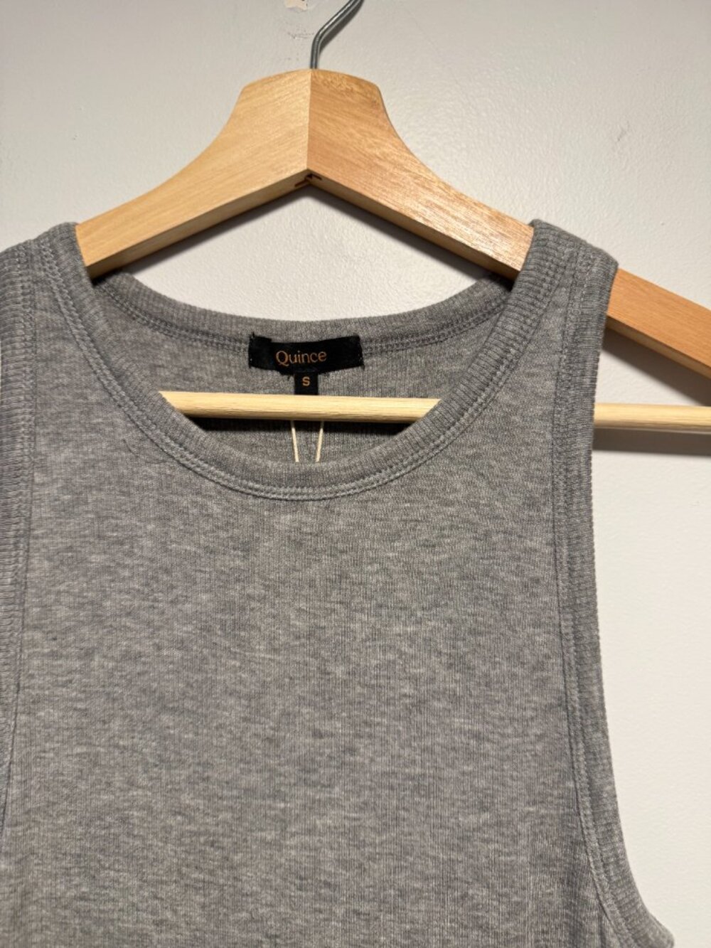 Quince Tencel Rib Knit Sleeveless Mini Dress Heather Grey Small NWT - Picture 3 of 6